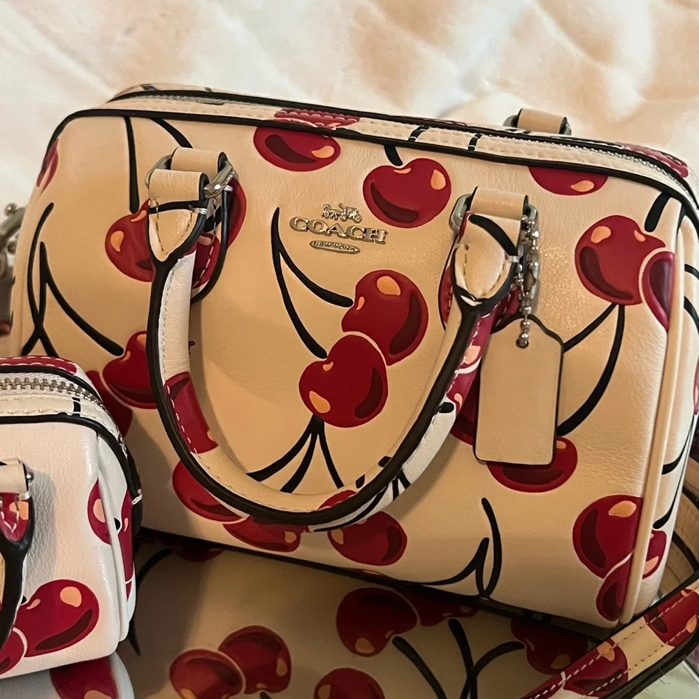 Coach Cream and Red Satchel Set with Cherry Print - Picture 3 of 11